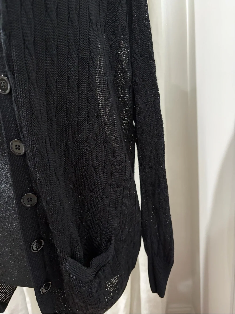 Polo by Ralph Lauren Black Open-Weave Button Cardigan